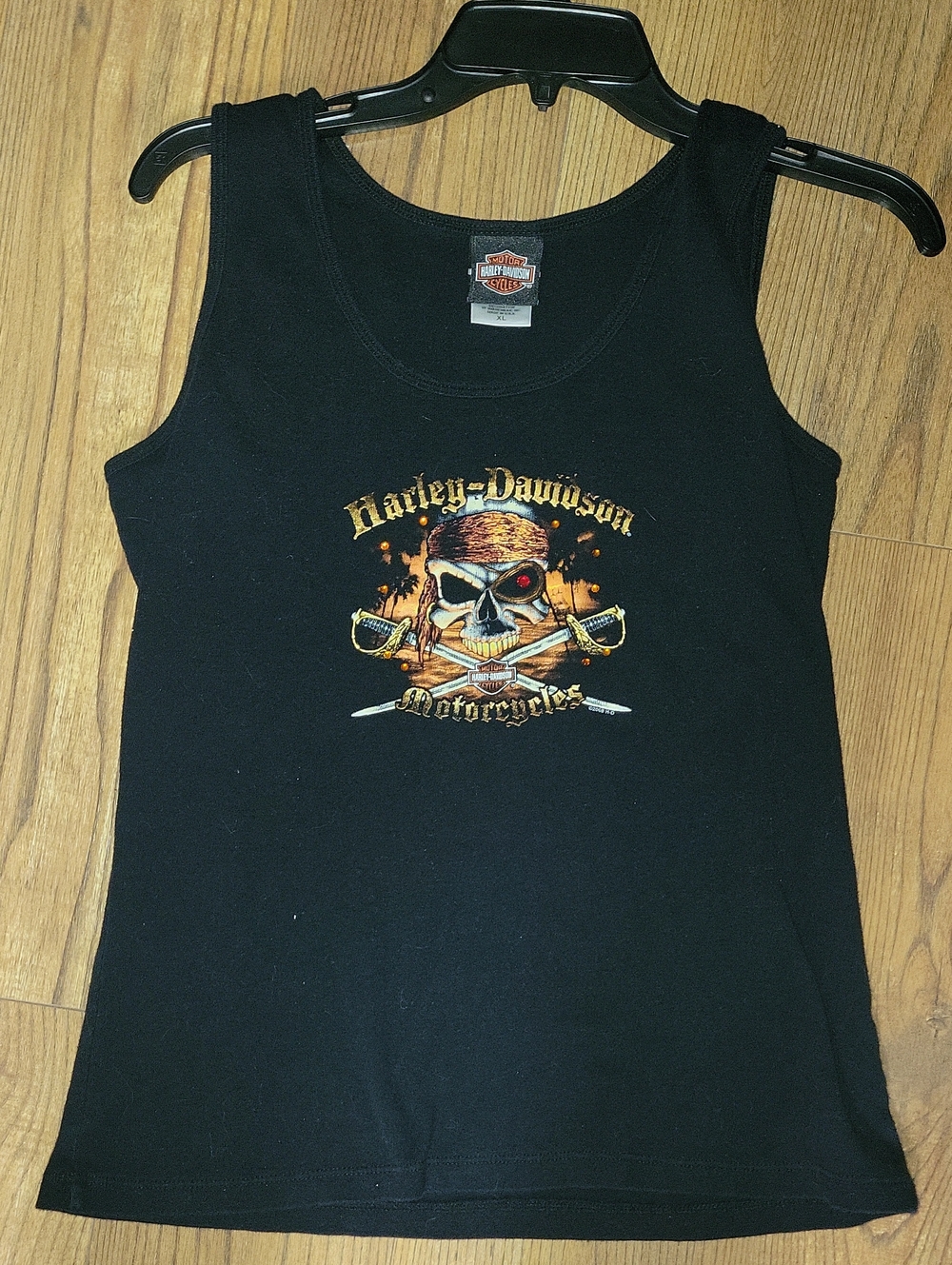 Harley-Davidson Black Tank Top with Skull & Pirate Graphic